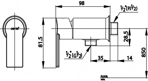 COTTO CT1115A(HM) วาล์วเปิด-ปิดก้านโยก รุ่น อัลโต