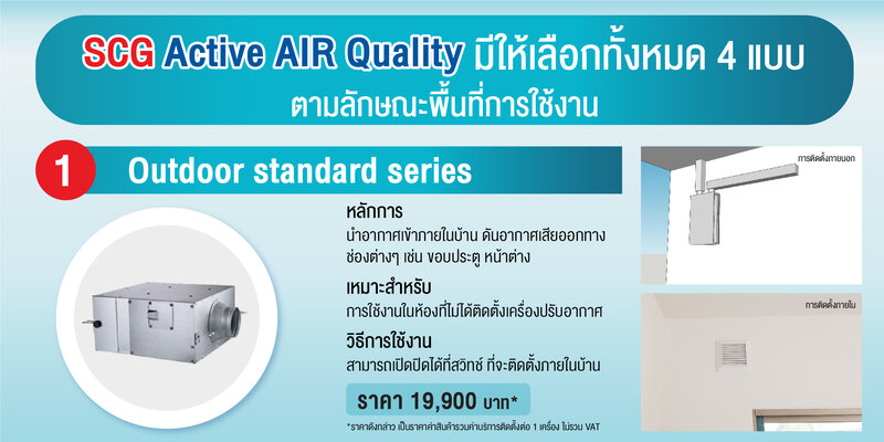 ระบบปรับคุณภาพอากาศภายในบ้าน SCG Active AIR Quality 5